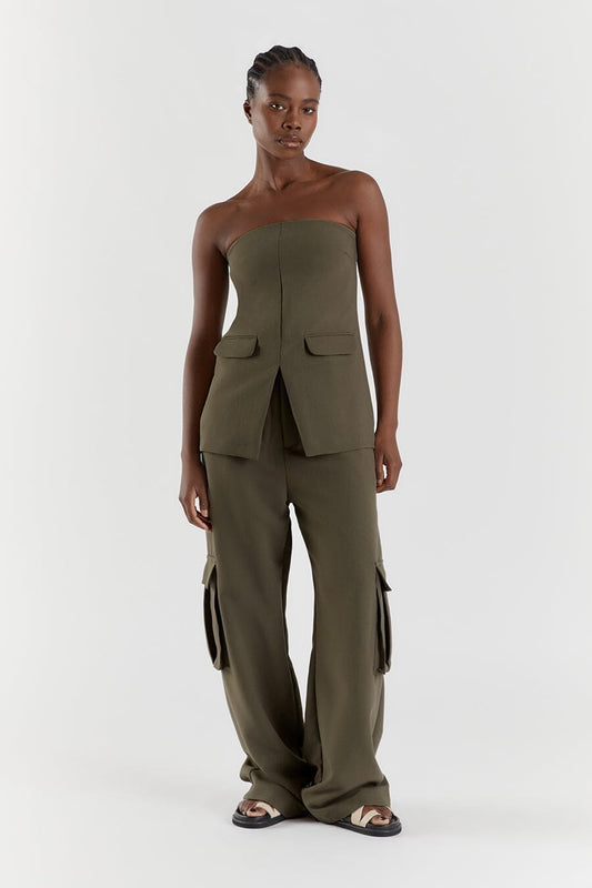WILLA PETROL STRAPLESS TOP Clothing DISSH Boutiques 12 PETROL