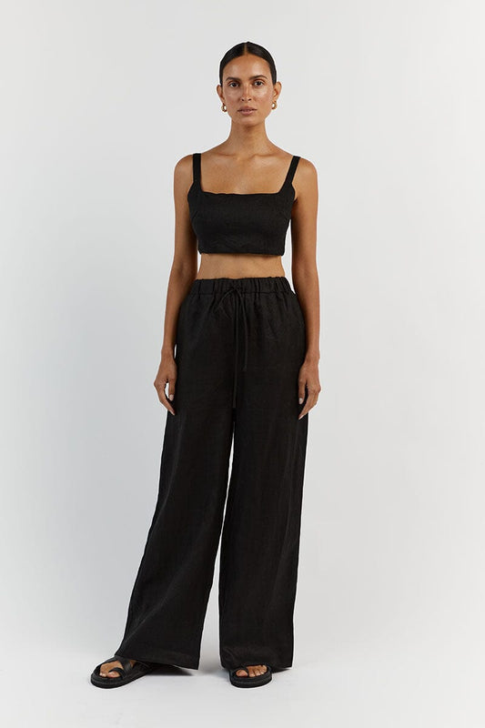PENNY BLACK LINEN CROP TOP Clothing DISSH Boutiques 6 BLACK