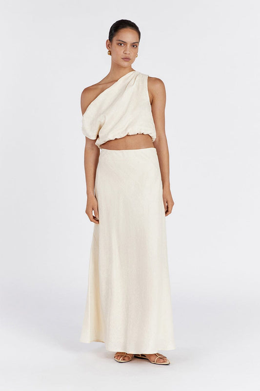 CASS BUTTERMILK LINEN CROP TOP Clothing DISSH Boutiques 12 BUTTER