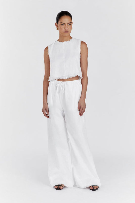 NOVA WHITE LIGHT WEIGHT LINEN TOP