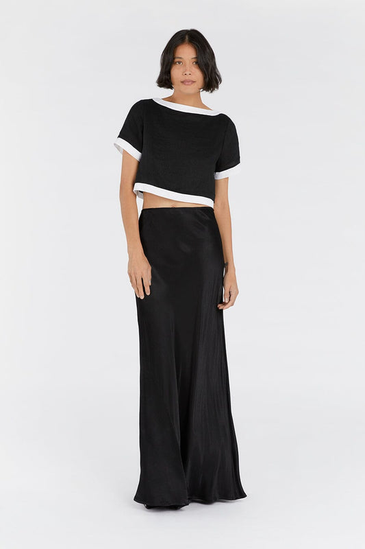 CARTER BLACK LINEN CROP TOP Clothing DISSH Boutiques