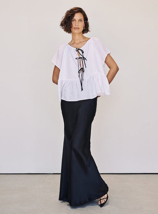 DEL WHITE LINEN SLEEVED TOP Clothing DISSH Boutiques 12 WHITE