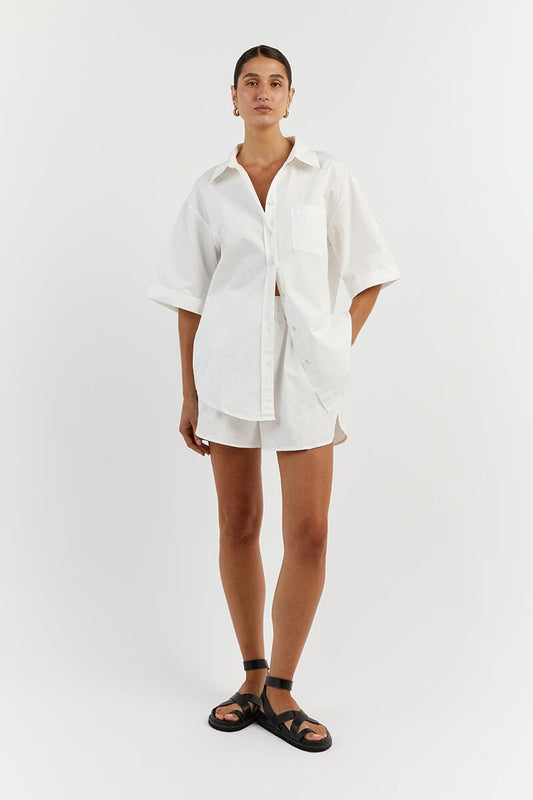 MAXIE WHITE COTTON SCOOP SHORT