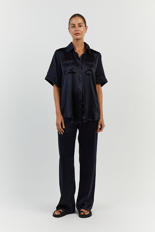 EVANS NAVY SILK PANT Clothing DISSH Boutiques 16 NAVY