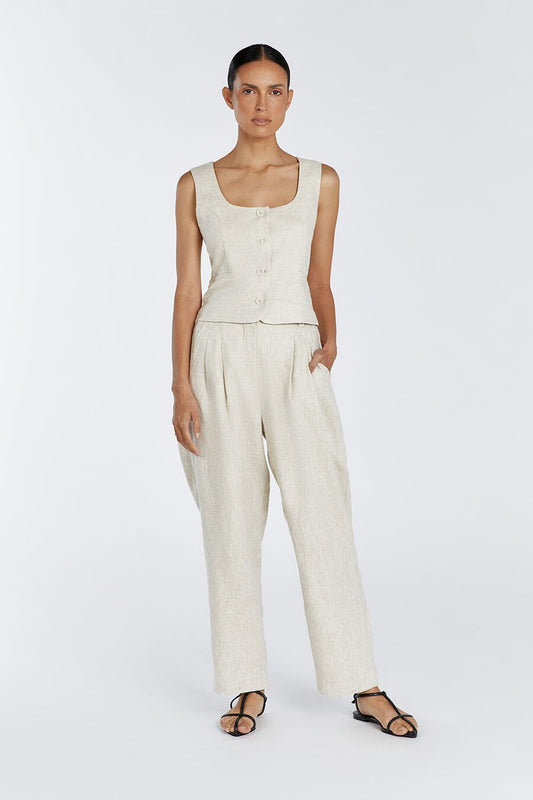 RYAN NATURAL LINEN TAPERED PANT Clothing DISSH Boutiques 16 NATURAL
