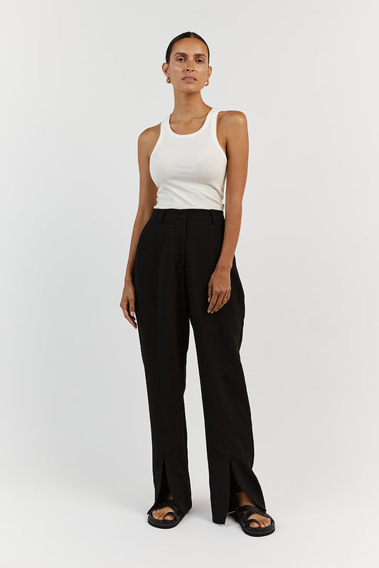 ROWAN BLACK STRAIGHT LEG SPLIT PANT Clothing DISSH Boutiques 16 BLACK