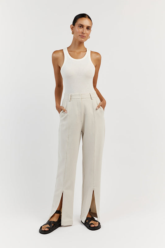 ROWAN BONE STRAIGHT LEG SPLIT PANT Clothing DISSH Boutiques 6 BONE