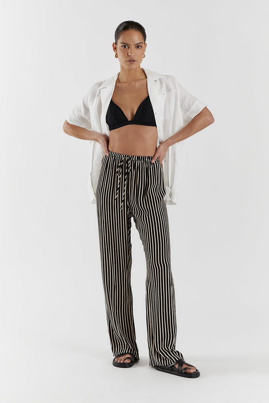 RORY STRIPE DRAWSTRING PANT Clothing DISSH Boutiques 14 BLACK