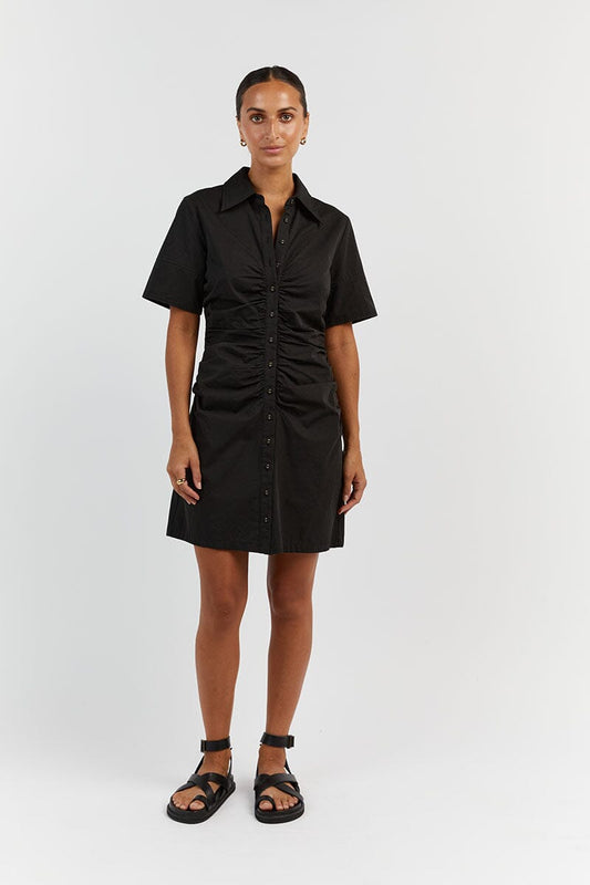 ALLISON BLACK COTTON MINI DRESS Clothing DISSH Boutiques 6 BLACK