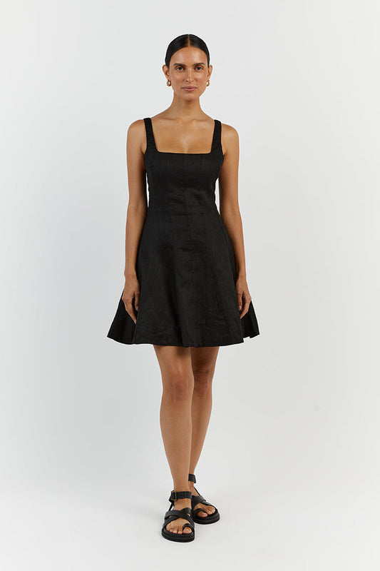 MILAHN BLACK LINEN MINI DRESS Clothing DISSH Boutiques 16 BLACK
