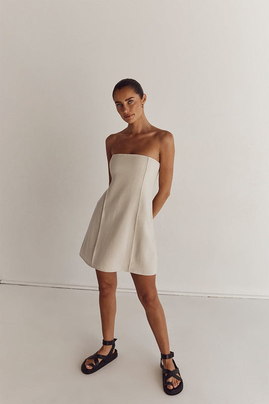 ROWAN BONE STRAPLESS MINI DRESS Clothing DISSH Boutiques 16 BONE