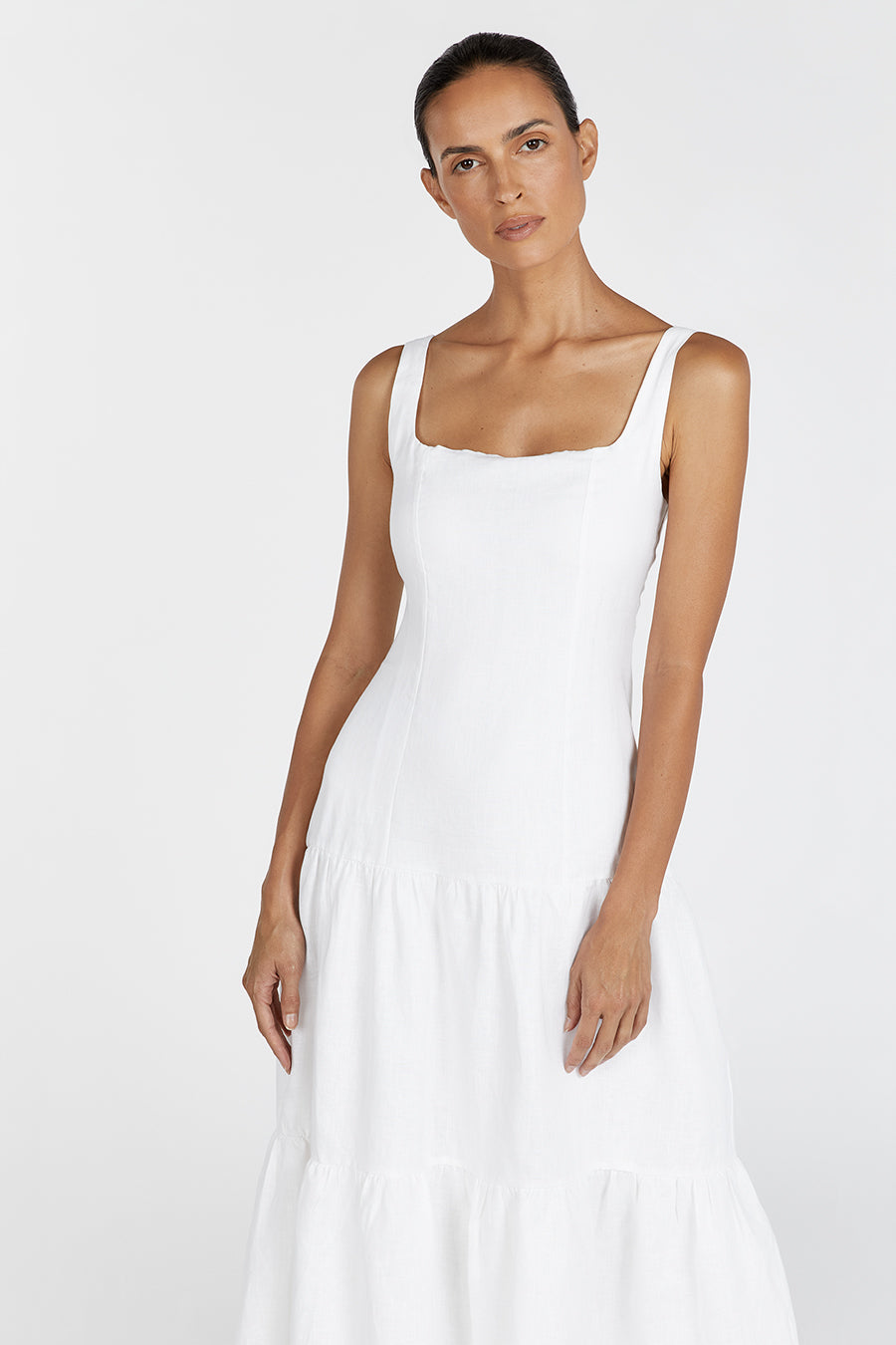 CAMILLE WHITE LINEN MAXI DRESS