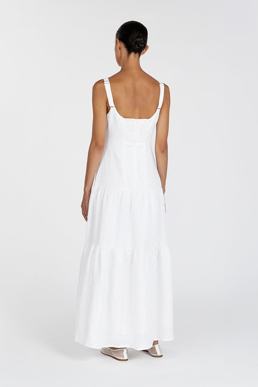 CAMILLE WHITE LINEN MAXI DRESS