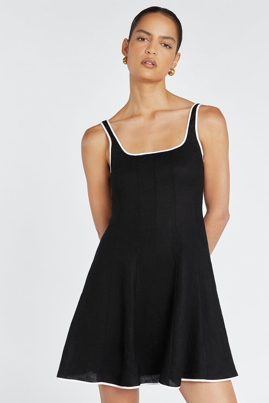 BECK BLACK LINEN MINI DRESS