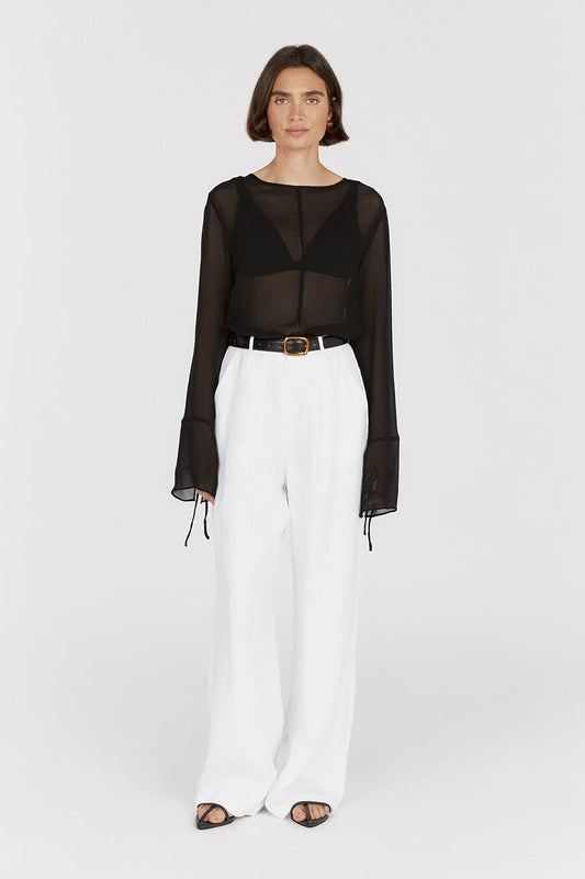 MARI BLACK SHEER LONG SLEEVE TOP Clothing DISSH Boutiques 14 BLACK