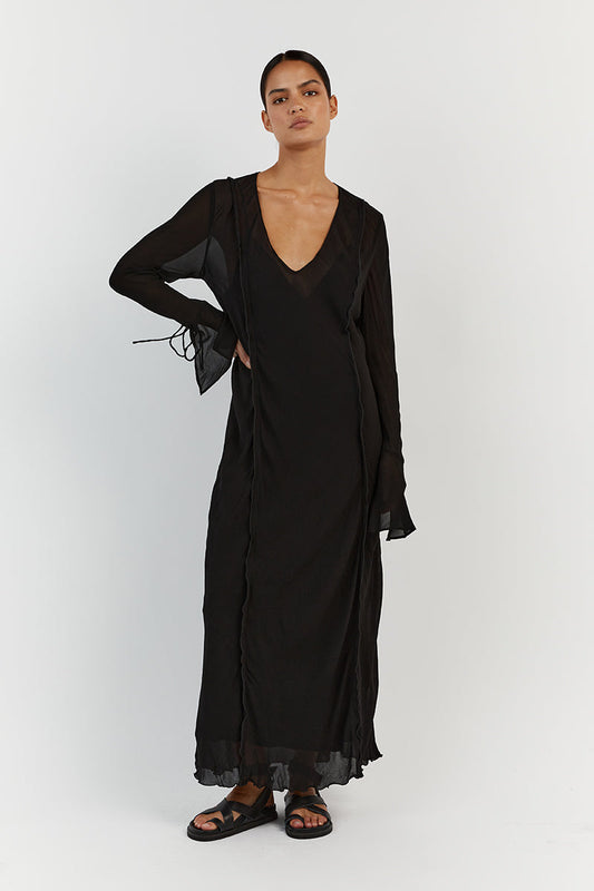 BOWIE BLACK SHEER DRESS Clothing DISSH Boutiques 12 BLACK