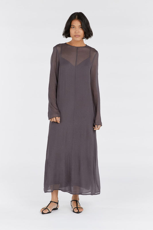 MARI EGGPLANT LONG SLEEVED DRESS Clothing DISSH Boutiques 6 EGGPLANT