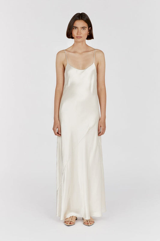 MYA CREAM SATIN SLIP MAXI DRESS Clothing DISSH Boutiques 16 CREAM