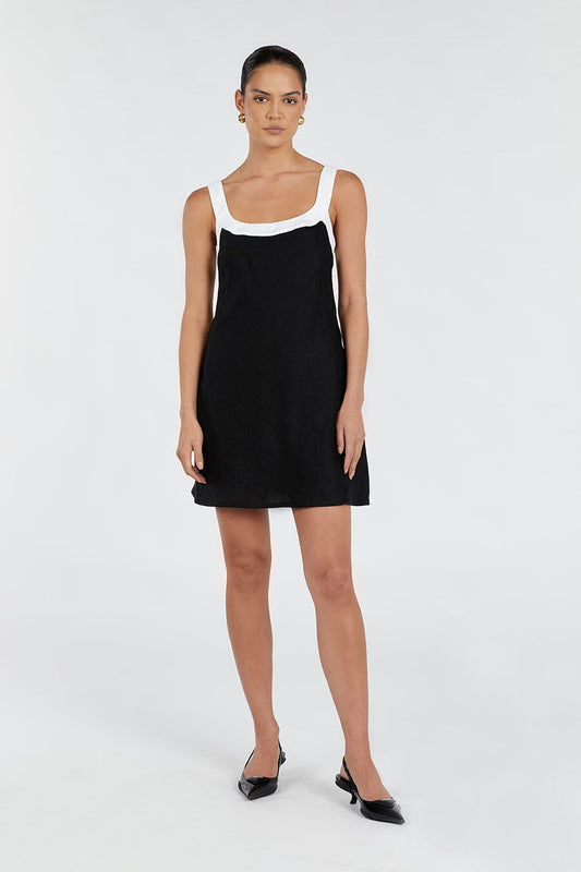 CARTER BLACK LINEN SHIFT MINI DRESS Clothing DISSH Boutiques