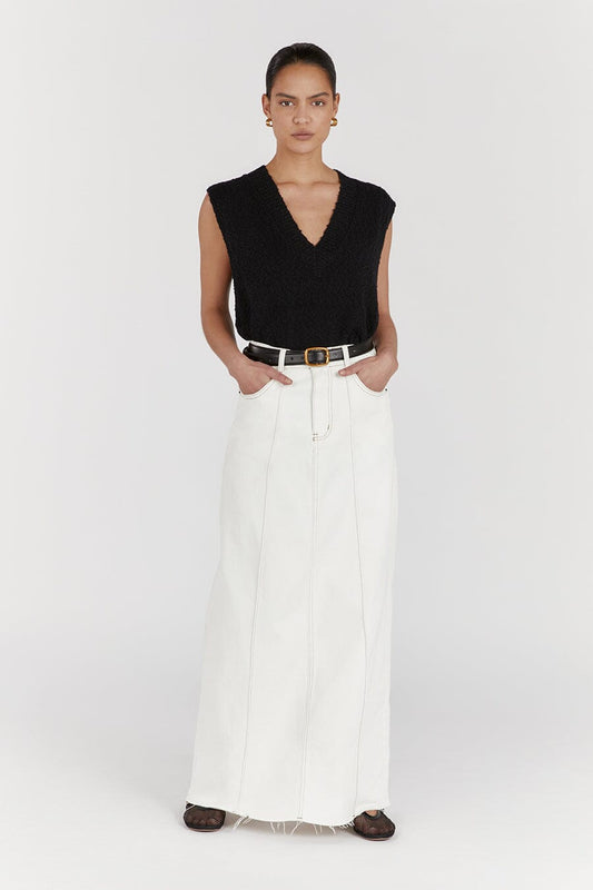 DAKOTA BLACK LONG LINE KNIT VEST Clothing DISSH Boutiques L BLACK
