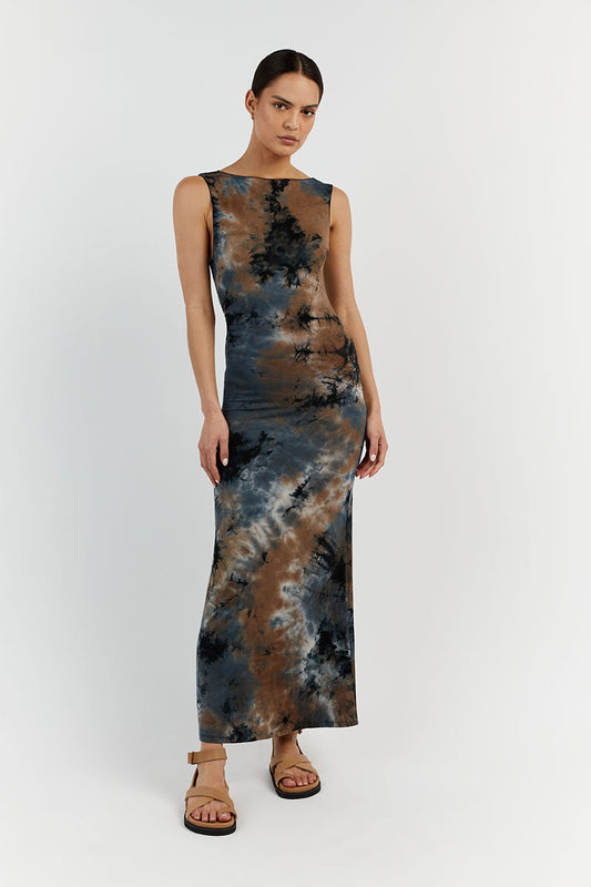 MILLEN BLUE TIE DYE MIDI DRESS Clothing DISSH Boutiques XXL BLUE
