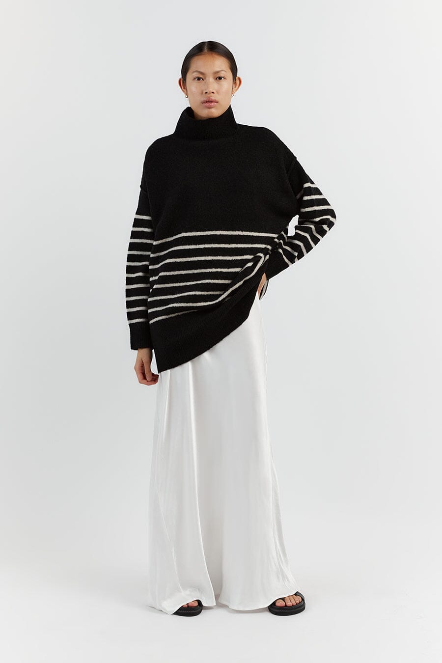 BROOKLYN BLACK/STONE STRIPE JUMPER Clothing DISSH Boutiques M BLACK