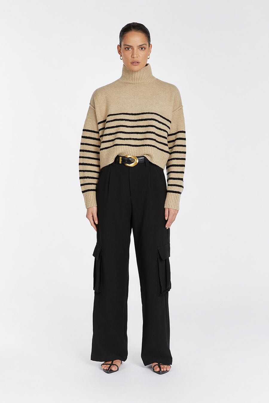 CLEO OAT/BLACK STRIPE JUMPER Clothing DISSH Boutiques XS OAT