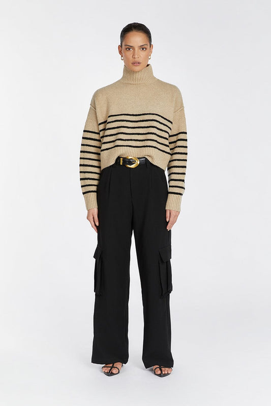 CLEO OAT/BLACK STRIPE JUMPER Clothing DISSH Boutiques XS OAT