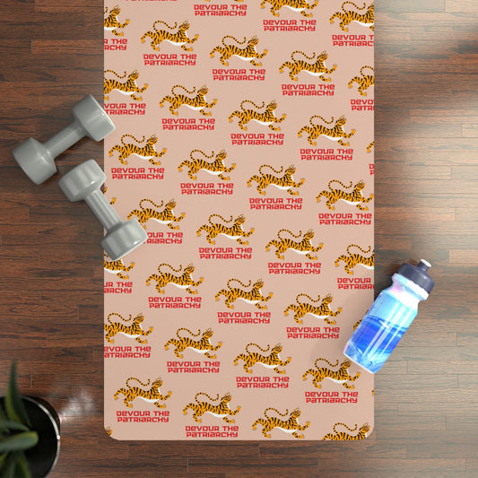 Devour the Patriarchy 🐅 Rubber Yoga Mat with Feminist Tiger Motif