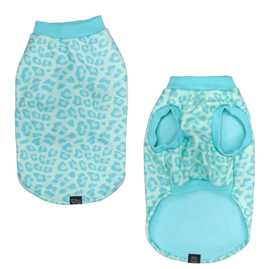 DOG FLEECE PYJAMAS: Turquoise Leopard {FINAL SALE}