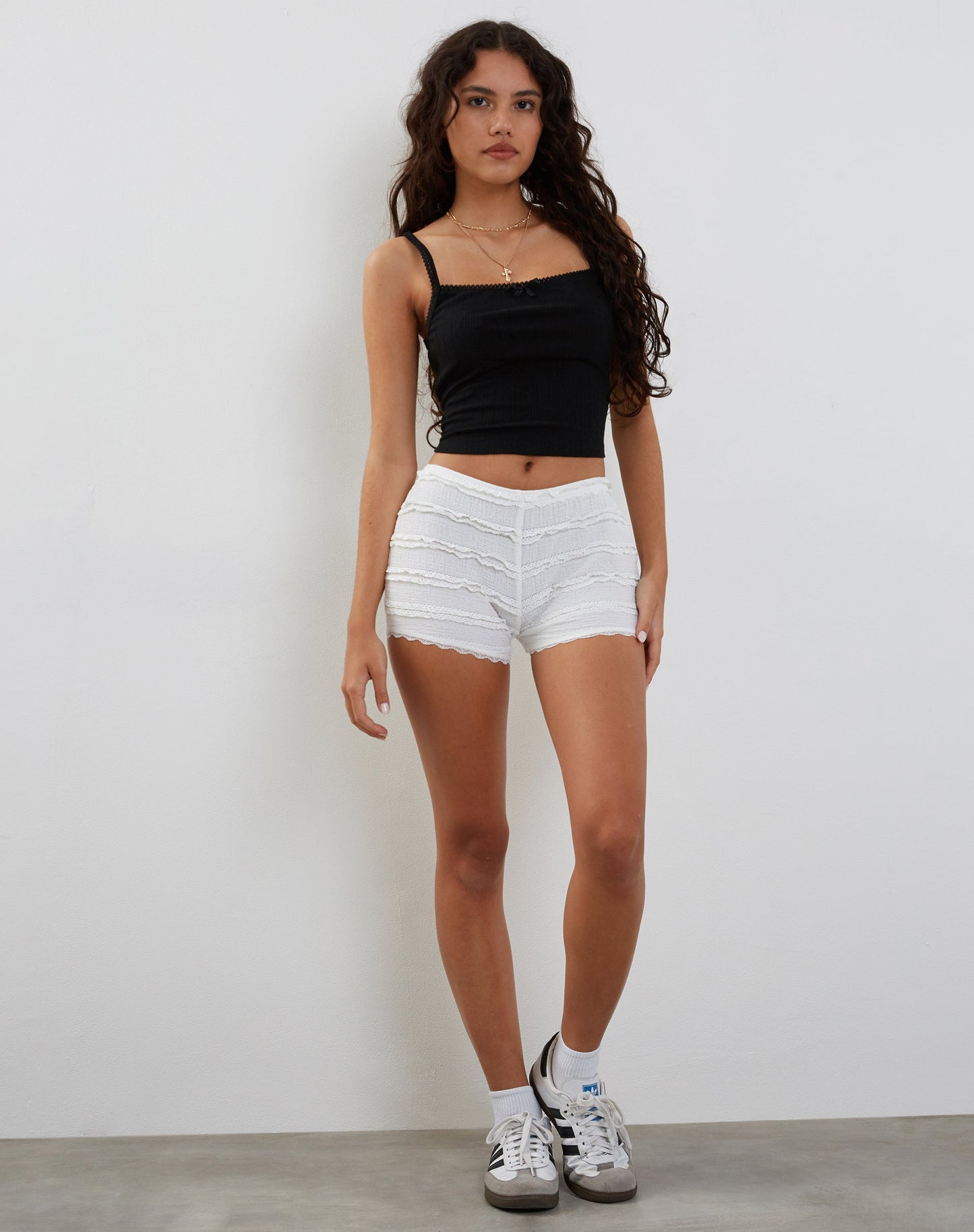 Ena Frilly Bloomer Shorts in Ivory