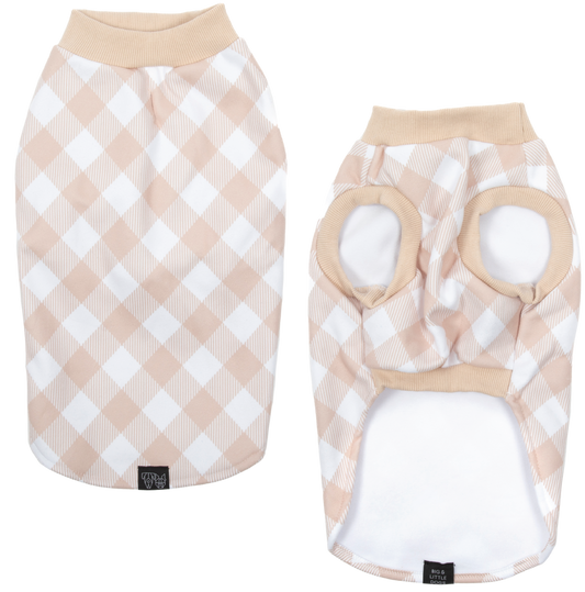 DOG FLEECE PYJAMAS: Latte Gingham
