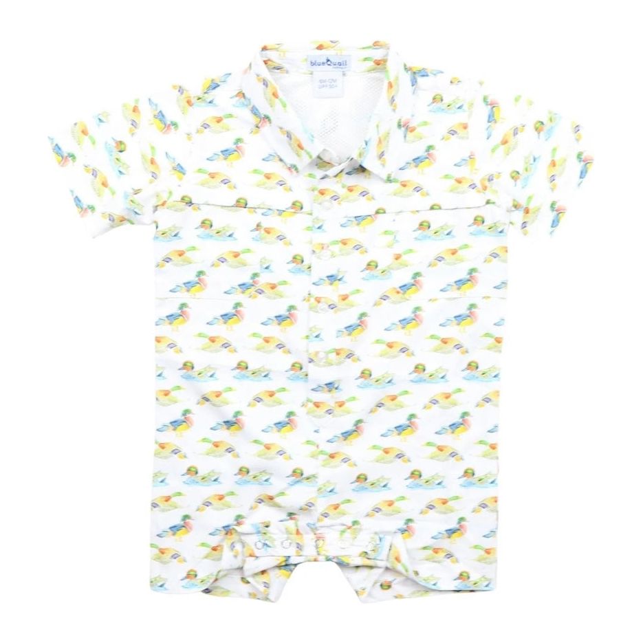 Duck Print Short Sleeve Romper