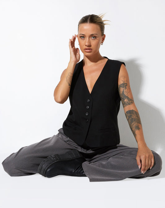 Gavan Vest in Tailoring Black