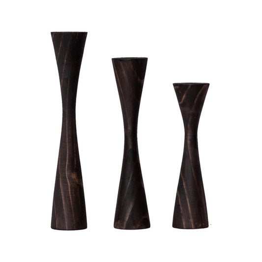 Geo Tapered Candle Holder Black