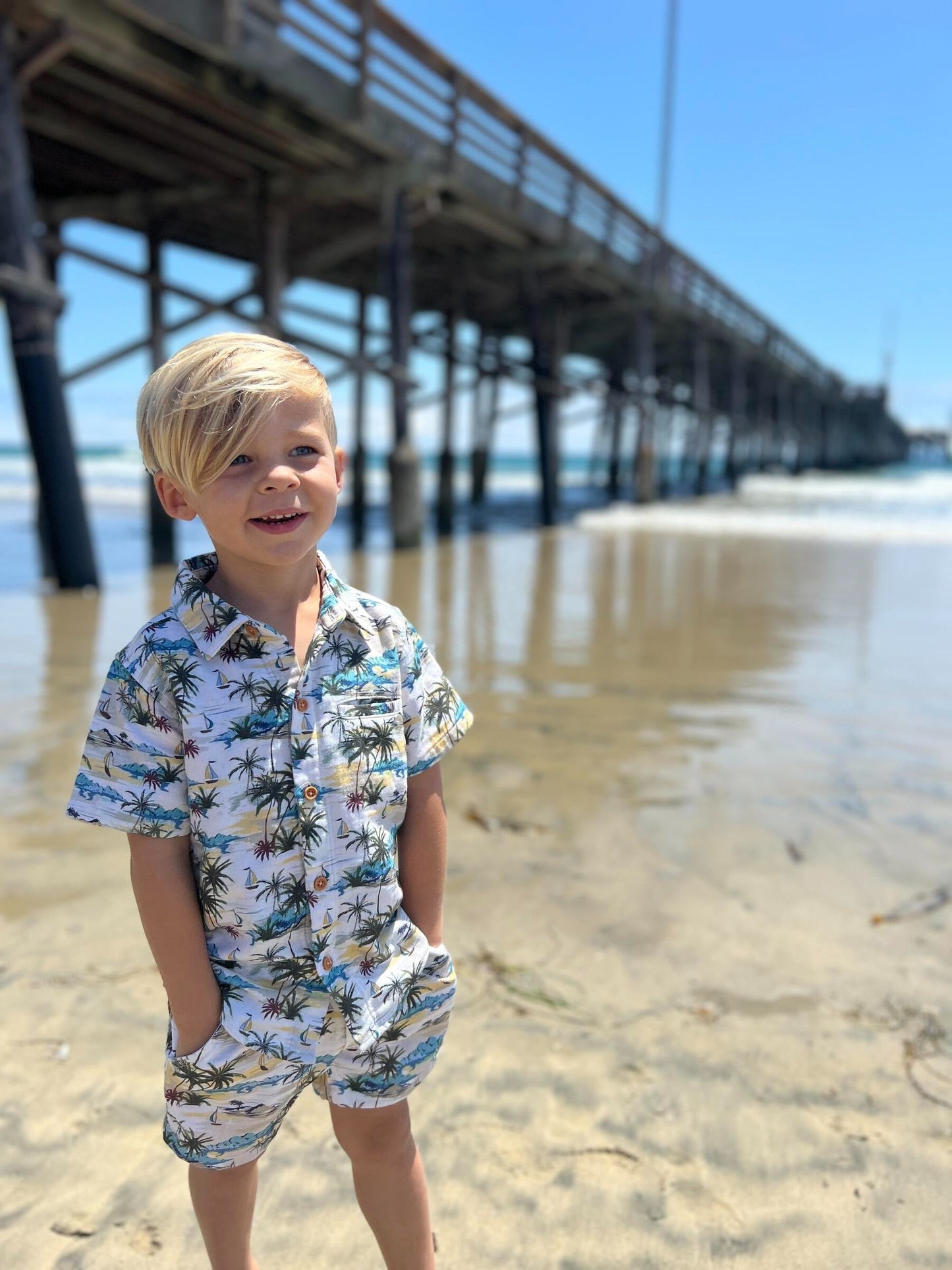 Me & Henry Mahalo Cream Hawaiian Woven Shirt