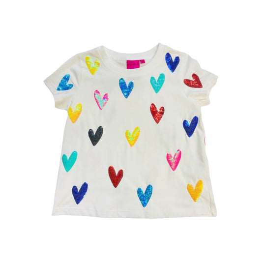 Queen Multi Sequin Heart Tee, White