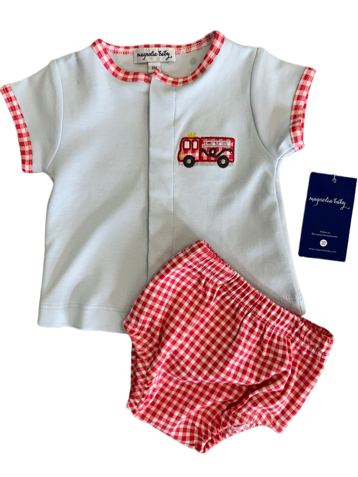 Sound the Alarm Applique Diaper Cover Set, Light Blue