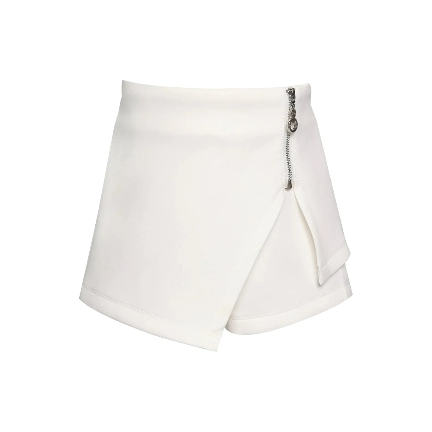 Asymmetrical Pleated White Skort
