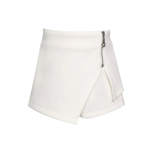 Asymmetrical Pleated White Skort