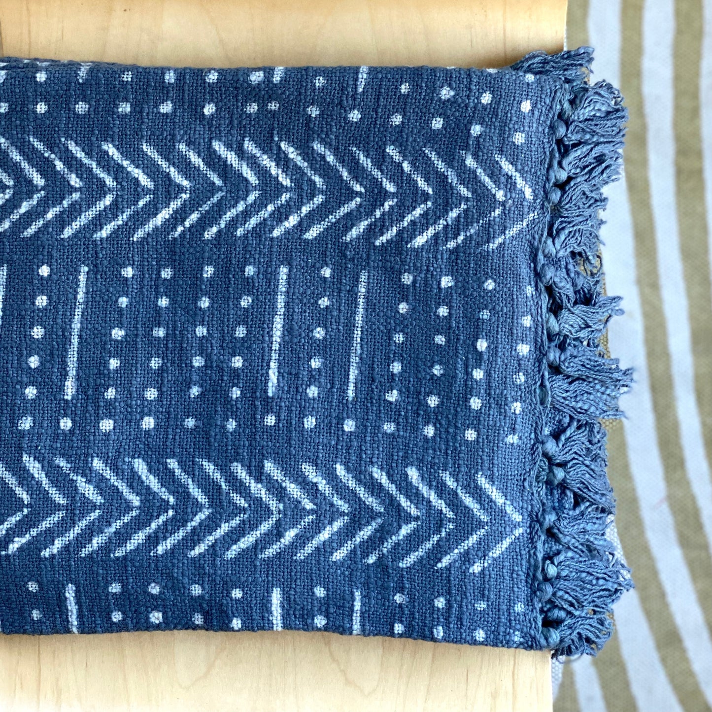 Resist Dye Indigo Cotton Throw Blanket