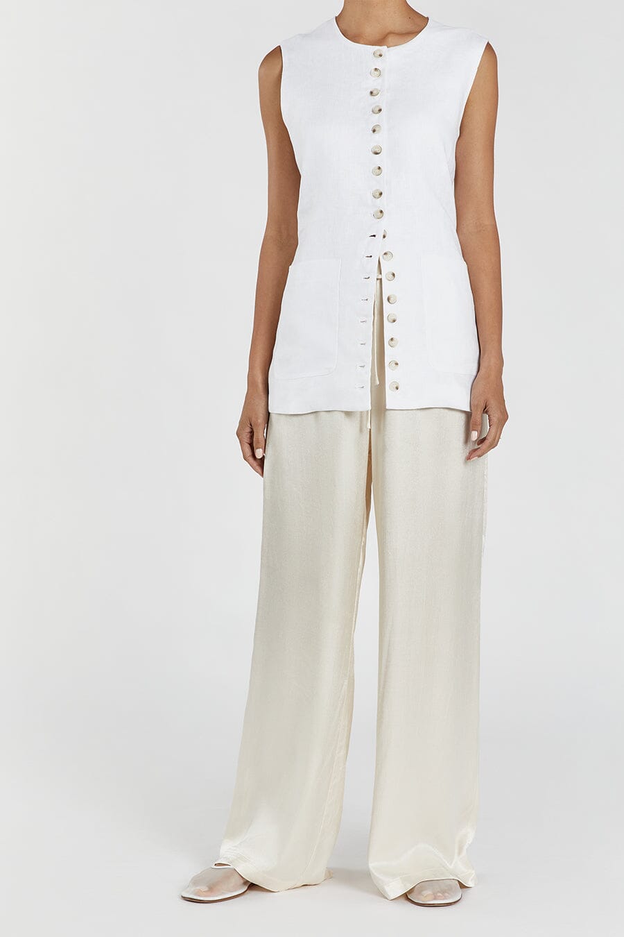 MYA CREAM SATIN PANT