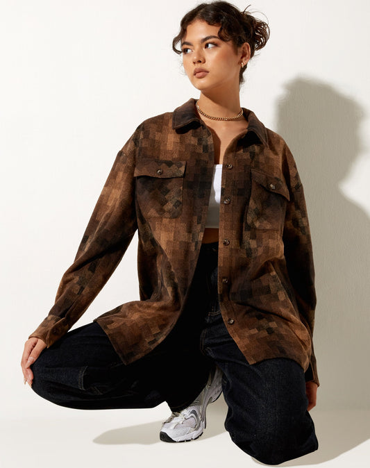 Medita Shirt in Check Brown