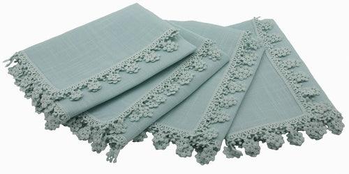 ML16152 Floral Charm Lace Trim Napkins, 20"x20", Set of 4 - zoter Shop