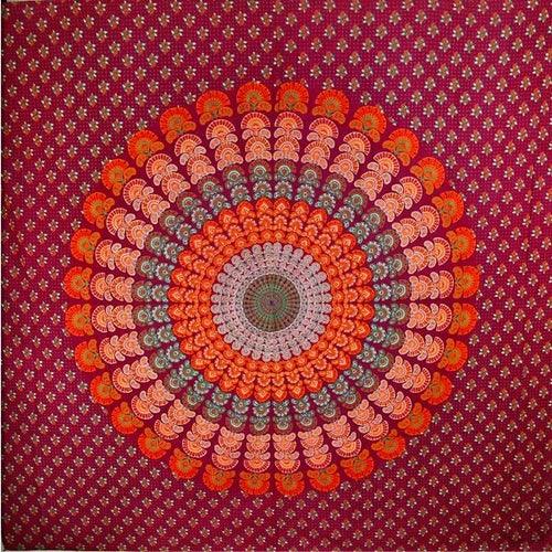 Maroon Peacock Dance Mandala Tapestry - Zoter Shop
