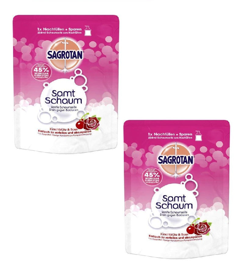 2xPack SAGROTAN Cherry Blossom & Rose Hand Wash Refill - 500 ml