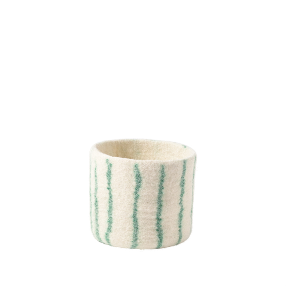 Aveva Decorative Pattern Flower Pot Thin Stripes Green