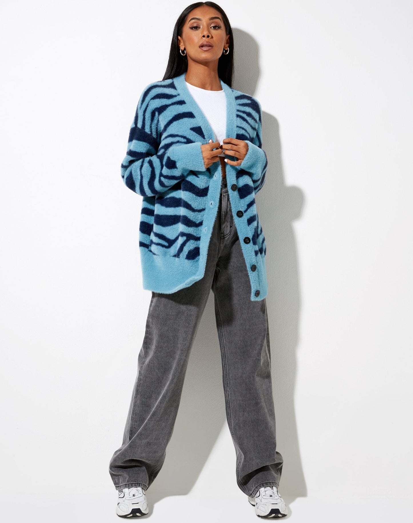 Uriela Cardi in Knit Zebra Blue and Navy