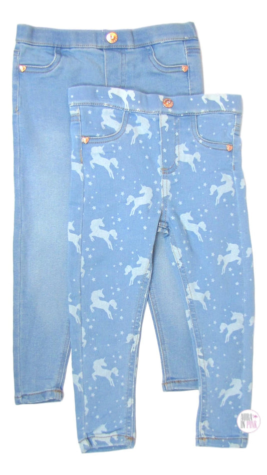 Vince Camuto Kids 2-Pc Denim Leggings - Denim Blue & Unicorn