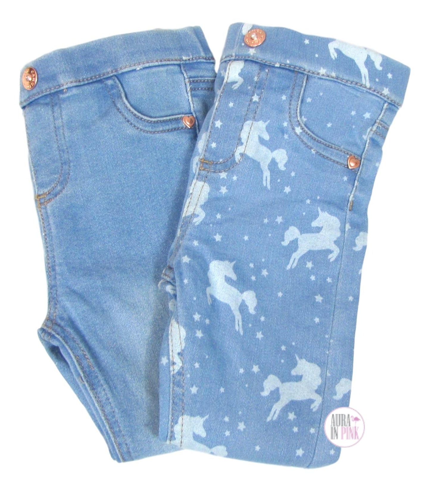 Vince Camuto Kids 2-Pc Denim Leggings - Denim Blue & Unicorn